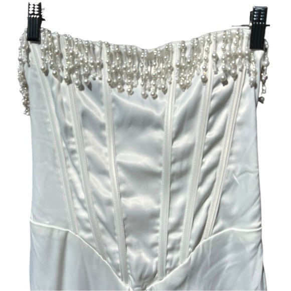 🌻NEW w/tag Micas White Beaded Strapless Corset Dress Size Small - Picture 3 of 12